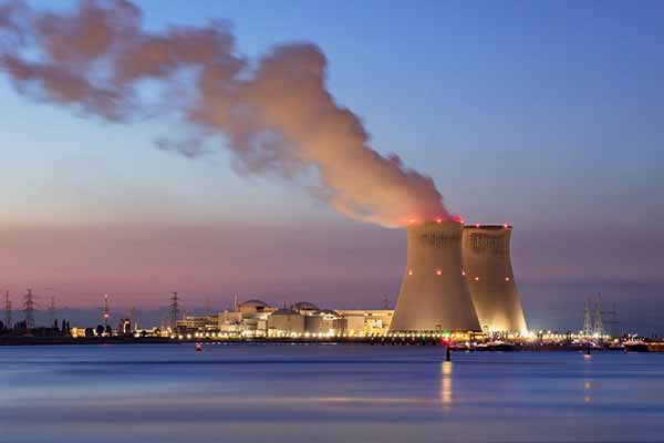 Nuclear Energy Safety Concerns Emitting Smoke in Evening