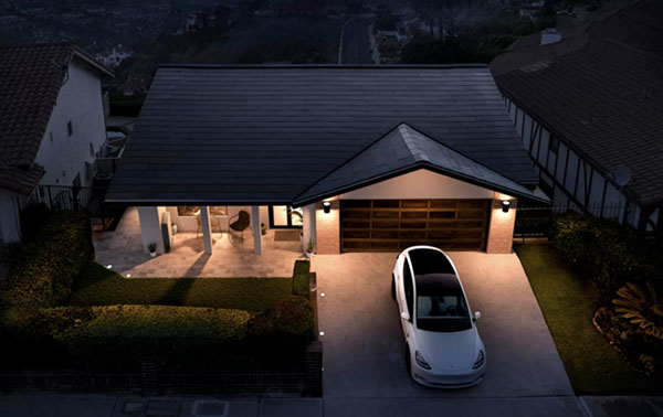 Tesla Solar Roof Shot with Garage